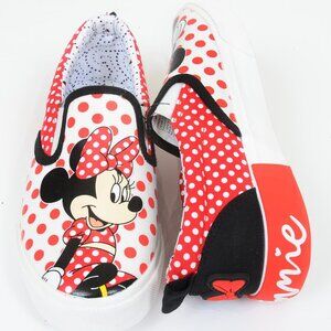 Disney Big‎ Girl Size 2 Minnie Mouse Slip-On Shoes Sneakers Disneyland Polka Dot